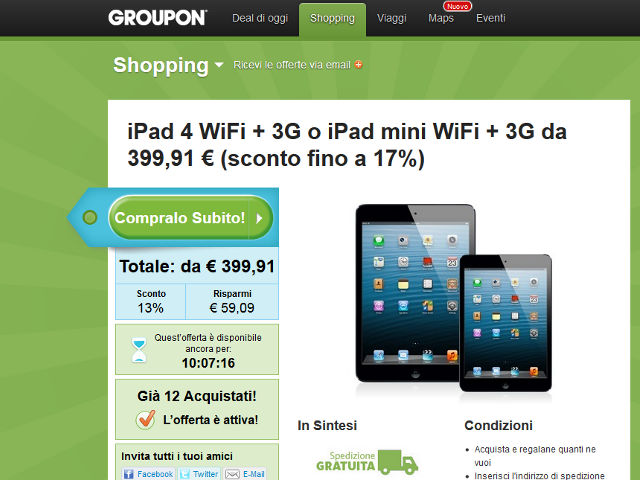 iPad 4 prezzo 4G 16 GB in offerta, ...